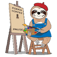 Unwind Coffee Break Sticker by pokkasg