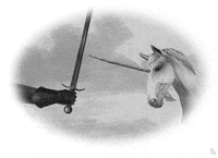 sword fighting unicorn GIF by Colin Raff