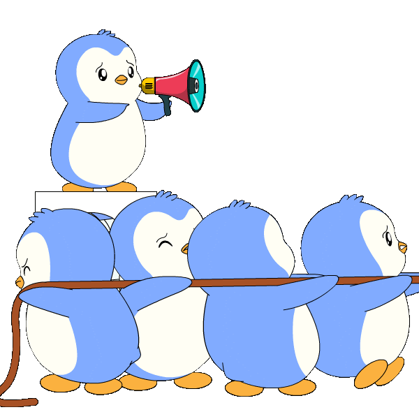 Huddle Up Lets Go Sticker by Pudgy Penguins
