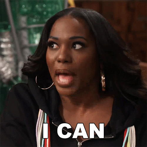 TV gif. Laci Mosley as Harper on iCarly glancing off to the side with seriousness while saying, "I can," which appears as text.