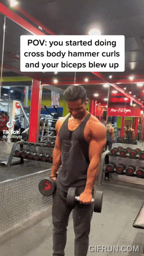 Single Cross Body Hammer Curls GIF