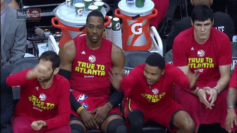 atlanta hawks bench reaction GIF by NBA