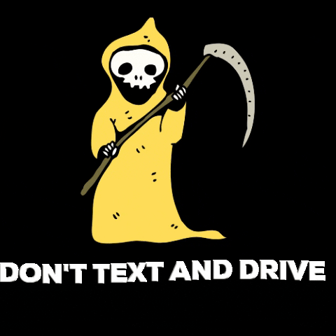 Piocy phone skeleton texting roadsafety GIF