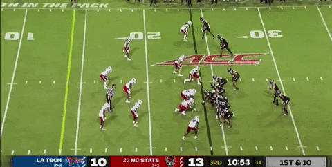 therealessad giphygifgrabber run nc state stiff arm GIF