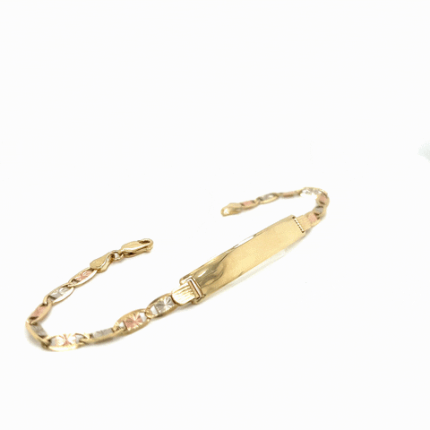 Child's ID and Mirror Heart Link Bracelet in 14K Gold - 6