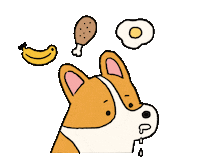Eatmushroom dog illustration life corgi Sticker