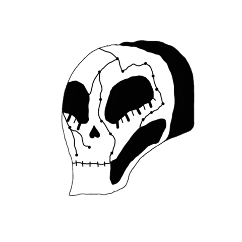 velvet-stunner giphyupload art black skull Sticker