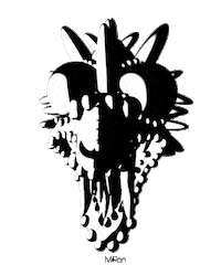 serious black and white STICKER by Miron