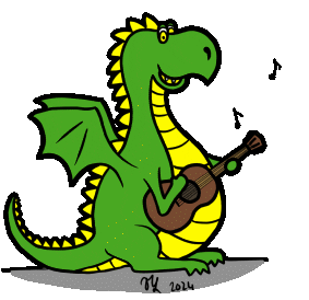 Guitar Cute Dragon Sticker