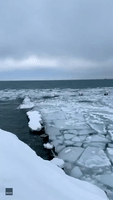 Frozen Lake Michigan Makes for Mesmerizing Sight in Windy Chicago