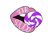 Sourstudd logo pink purple candy Sticker