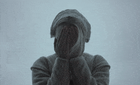 Movie gif. Playing peek-a-boo, Anya Taylor-Joy as Thomasin in The Witch covers her eyes with her hands then throws them to the side and yells, “BOO!”