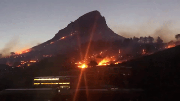 Firefighters Tackle Blaze at Lion's Head Mountain, Cape Town