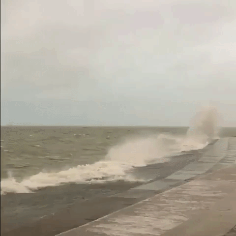 Windy Day in Chicago Stirs Lake Michigan