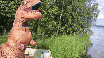 dinosaur boat rad front flip GIF