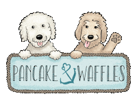 Pancakeandwaffles goldendoodle dog collar boat dog pancake and waffles Sticker