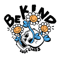 lostlines flowers skull kindness be kind Sticker