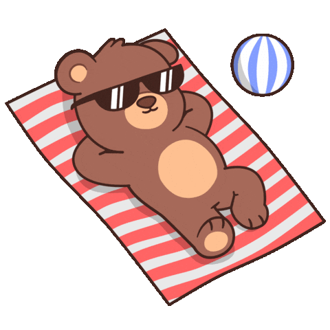 Sunbathing Teddy Bear Sticker by BEARISH