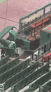 Rain Pours Down Bleachers as Downpour Delays Play at Busch Stadium