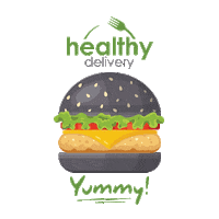 healthydeliverygr food black burger heraklion Sticker