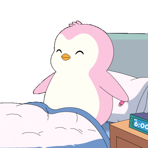 Stretching Good Morning Sticker by Pudgy Penguins