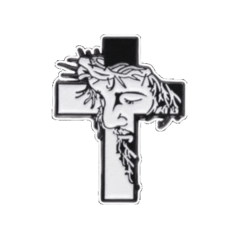 pinnedpins jesus christian cross pin Sticker