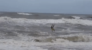 North Carolina Kite Surfers Enjoy Waves Caused by Tropical Storm Chris