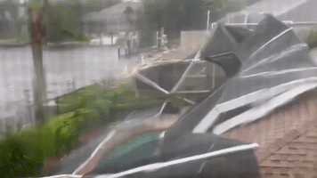 Hurricane Ian Winds Destroy Pool Roofing in Cape Coral