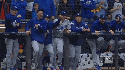 dodgers dugout GIF by MLB