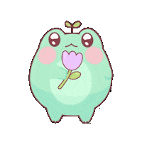 chuchuillustrations adorable spring frog lily Sticker