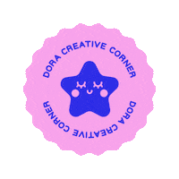 doracreativecorner logo pink blue star Sticker
