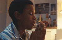 Movie gif. Kenyah Sandy as Kingsley in Small Axe Education with his palms together in prayer.