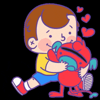 lamodraws love amor hug hearts GIF
