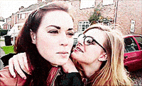 lesbian couple kiss GIF