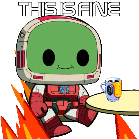 Burning Its Okay Sticker by Unblocked