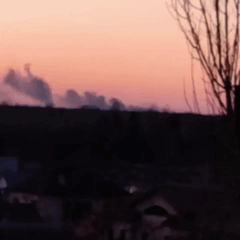 Smoke Rises Near Kyiv as Night Falls