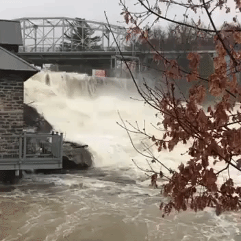 Water Gushes From Ontario's Bracebridge Dam as Flooding Continues in Province