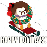 Sledding Merry Christmas Sticker by Pudgy Penguins