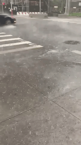 Rain and Hail Lash New York City