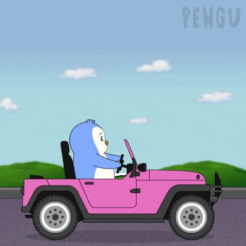 Pink Driving GIF by Pudgy Penguins