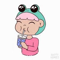 HappyHomies reaction happy kawaii drink GIF