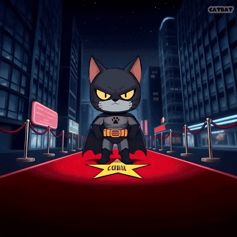 catbatmeme fight cat meme crypto GIF