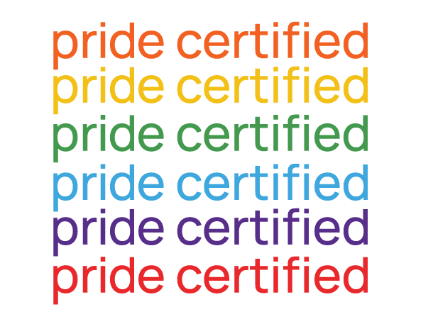 pridecertified giphyupload logo rainbow text Sticker