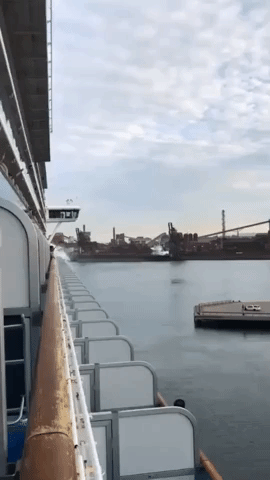 Crew Wave From Ruby Princess Cruise Ship as It Departs Australian Port
