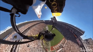 Parachuter Glides onto Field for Alabama-LSU Game