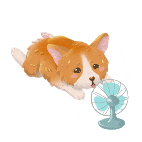 lavenderstraws hot summer puppy fan Sticker