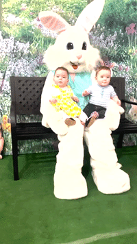 Baby Face-plants Onto Easter Bunny's Foot