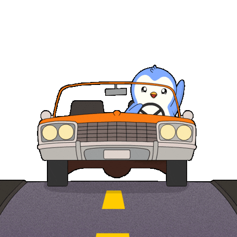 Driving On My Way Sticker by Pudgy Penguins