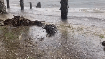 Tropical Storm Surge Pushes Into Pine Island, Florida