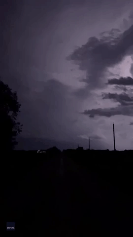 Lightning Illuminates Sky in Rural Manitoba